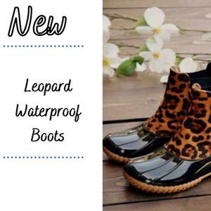 Leopard Waterproof Duck Rain Boots